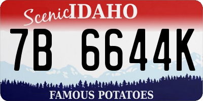 ID license plate 7B6644K