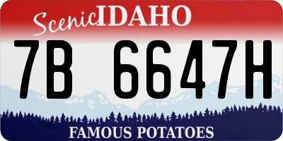 ID license plate 7B6647H