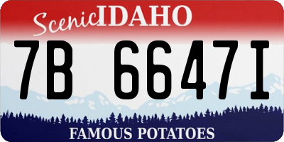 ID license plate 7B6647I