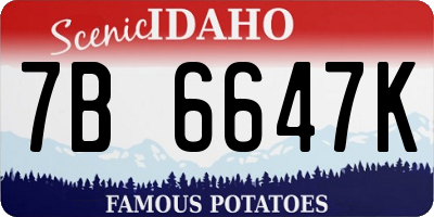 ID license plate 7B6647K