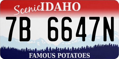 ID license plate 7B6647N