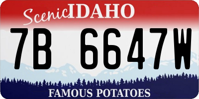 ID license plate 7B6647W