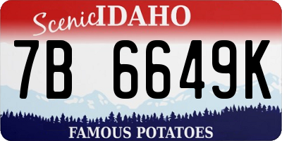 ID license plate 7B6649K