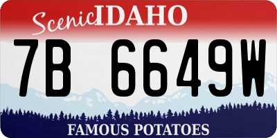 ID license plate 7B6649W