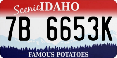 ID license plate 7B6653K
