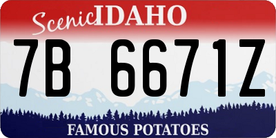 ID license plate 7B6671Z