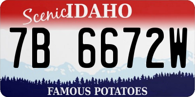 ID license plate 7B6672W