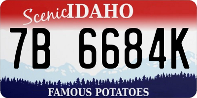 ID license plate 7B6684K