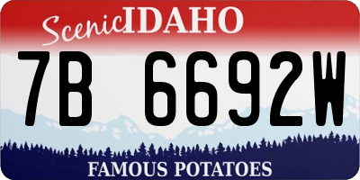 ID license plate 7B6692W
