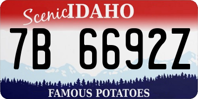 ID license plate 7B6692Z