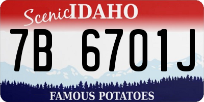 ID license plate 7B6701J