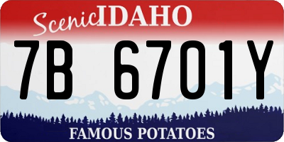 ID license plate 7B6701Y