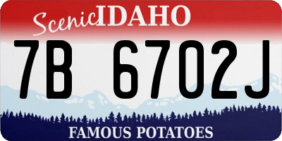ID license plate 7B6702J