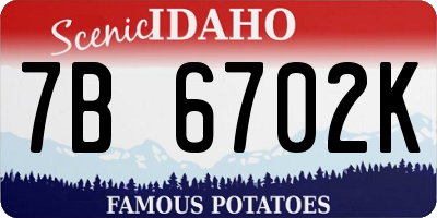 ID license plate 7B6702K