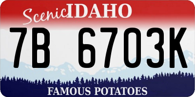 ID license plate 7B6703K