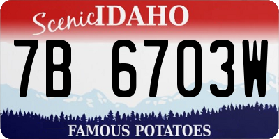 ID license plate 7B6703W