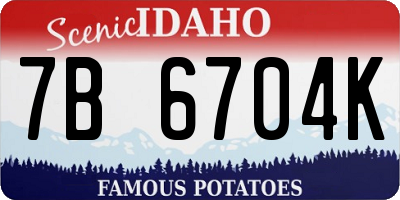 ID license plate 7B6704K