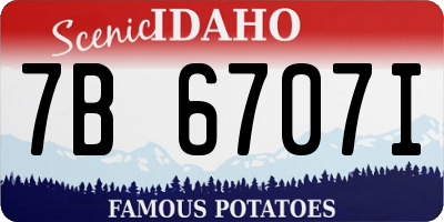 ID license plate 7B6707I