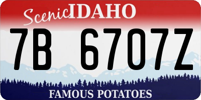 ID license plate 7B6707Z