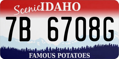 ID license plate 7B6708G
