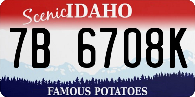 ID license plate 7B6708K
