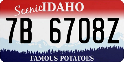 ID license plate 7B6708Z