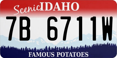 ID license plate 7B6711W