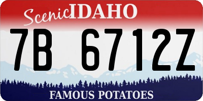 ID license plate 7B6712Z