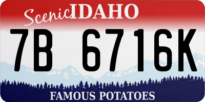 ID license plate 7B6716K