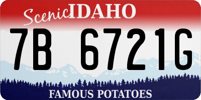 ID license plate 7B6721G