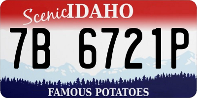 ID license plate 7B6721P