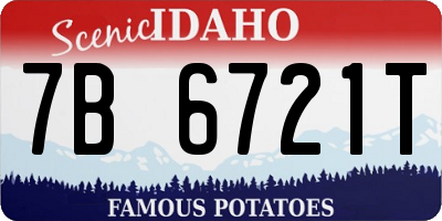 ID license plate 7B6721T