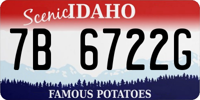 ID license plate 7B6722G