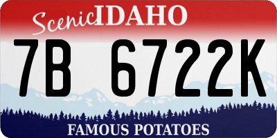 ID license plate 7B6722K