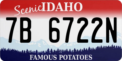 ID license plate 7B6722N