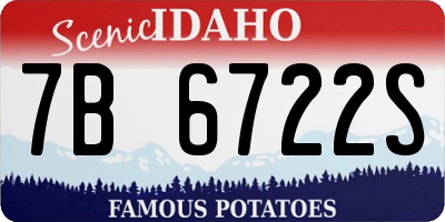 ID license plate 7B6722S