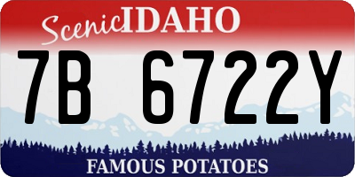 ID license plate 7B6722Y