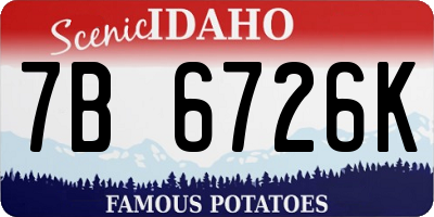 ID license plate 7B6726K