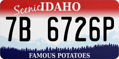 ID license plate 7B6726P