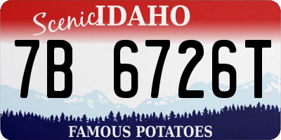 ID license plate 7B6726T