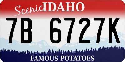 ID license plate 7B6727K