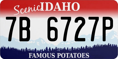 ID license plate 7B6727P