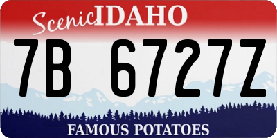 ID license plate 7B6727Z