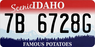 ID license plate 7B6728G