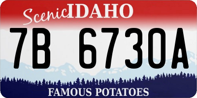 ID license plate 7B6730A