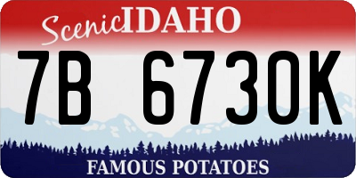 ID license plate 7B6730K