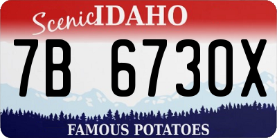 ID license plate 7B6730X