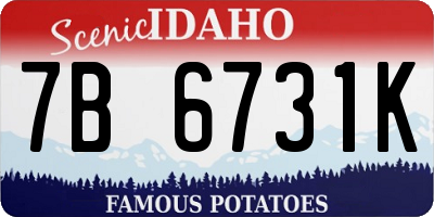 ID license plate 7B6731K