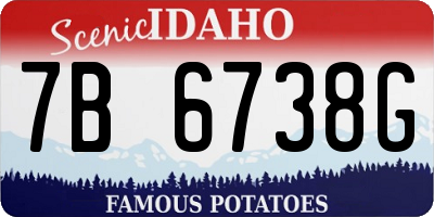ID license plate 7B6738G