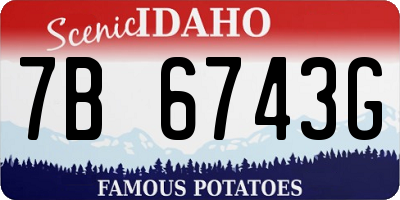 ID license plate 7B6743G